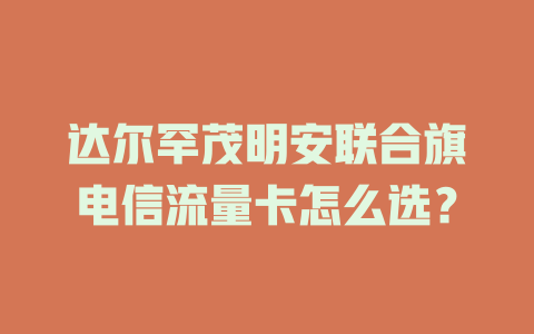 达尔罕茂明安联合旗电信流量卡怎么选？