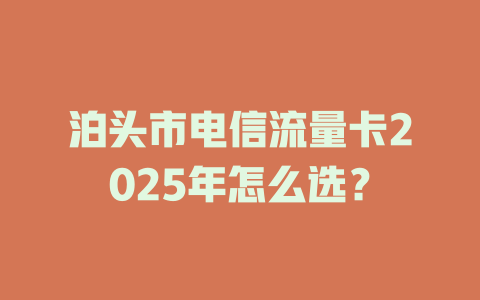 泊头市电信流量卡2025年怎么选？