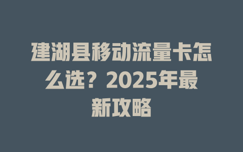 建湖县移动流量卡怎么选？2025年最新攻略
