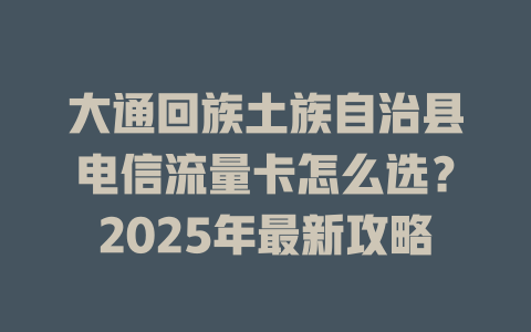 大通回族土族自治县电信流量卡怎么选？2025年最新攻略