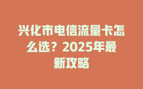兴化市电信流量卡怎么选？2025年最新攻略