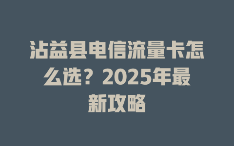 沾益县电信流量卡怎么选？2025年最新攻略