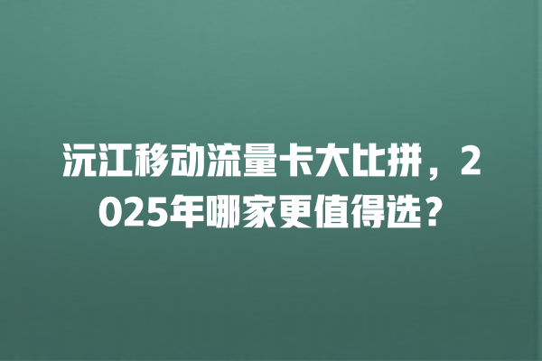 沅江移动流量卡大比拼，2025年哪家更值得选？