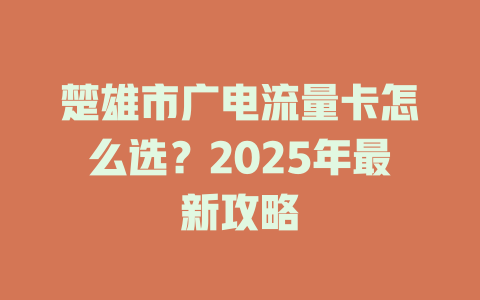 楚雄市广电流量卡怎么选？2025年最新攻略