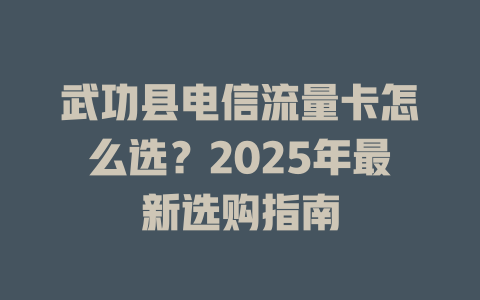 武功县电信流量卡怎么选？2025年最新选购指南