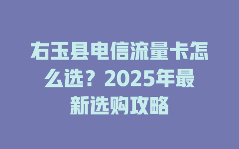 右玉县电信流量卡怎么选？2025年最新选购攻略