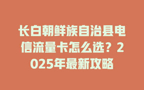 长白朝鲜族自治县电信流量卡怎么选？2025年最新攻略