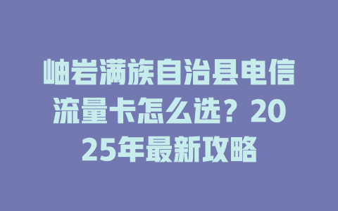 岫岩满族自治县电信流量卡怎么选？2025年最新攻略