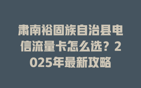 肃南裕固族自治县电信流量卡怎么选？2025年最新攻略
