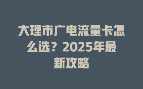 大理市广电流量卡怎么选？2025年最新攻略