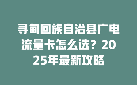 寻甸回族自治县广电流量卡怎么选？2025年最新攻略