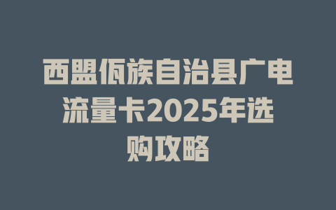 西盟佤族自治县广电流量卡2025年选购攻略