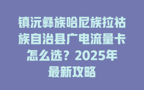 镇沅彝族哈尼族拉祜族自治县广电流量卡怎么选？2025年最新攻略