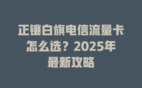 正镶白旗电信流量卡怎么选？2025年最新攻略