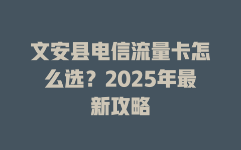 文安县电信流量卡怎么选？2025年最新攻略