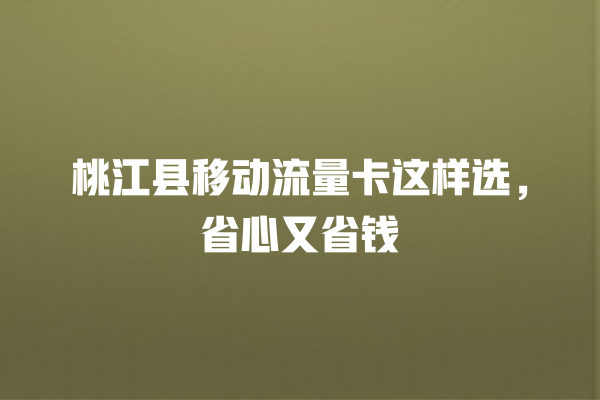 桃江县移动流量卡这样选，省心又省钱