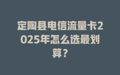 定陶县电信流量卡2025年怎么选最划算？
