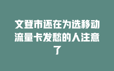 文登市还在为选移动流量卡发愁的人注意了