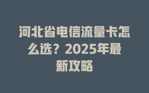 河北省电信流量卡怎么选？2025年最新攻略