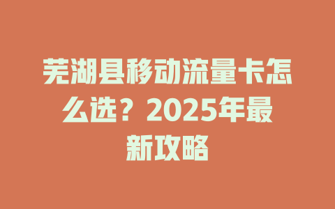 芜湖县移动流量卡怎么选？2025年最新攻略