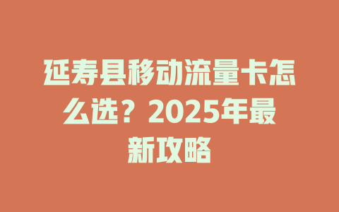 延寿县移动流量卡怎么选？2025年最新攻略