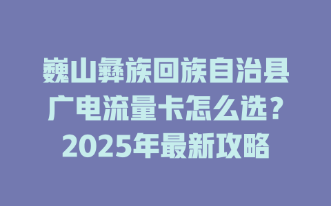 巍山彝族回族自治县广电流量卡怎么选？2025年最新攻略
