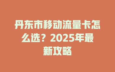 丹东市移动流量卡怎么选？2025年最新攻略