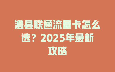 澧县联通流量卡怎么选？2025年最新攻略