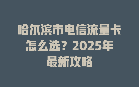 哈尔滨市电信流量卡怎么选？2025年最新攻略