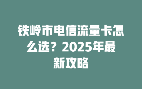 铁岭市电信流量卡怎么选？2025年最新攻略