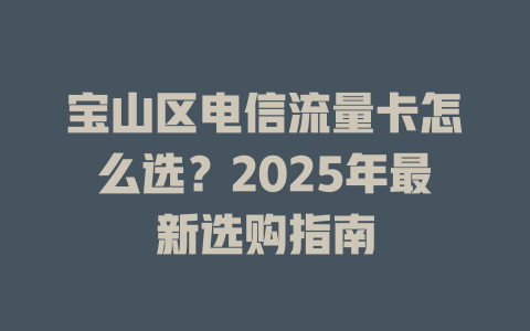 宝山区电信流量卡怎么选？2025年最新选购指南
