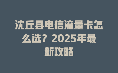 沈丘县电信流量卡怎么选？2025年最新攻略