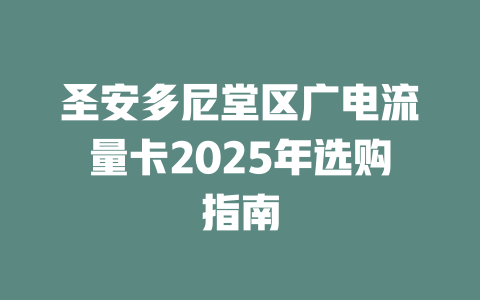 圣安多尼堂区广电流量卡2025年选购指南
