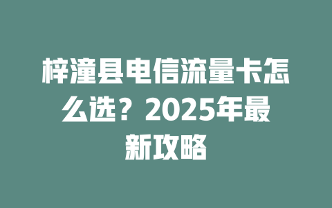 梓潼县电信流量卡怎么选？2025年最新攻略