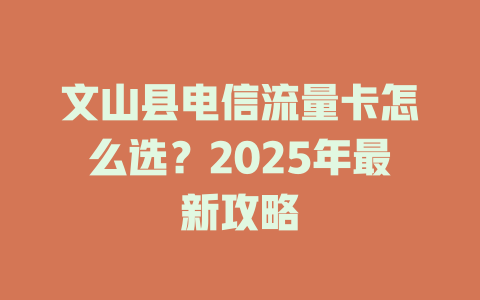 文山县电信流量卡怎么选？2025年最新攻略