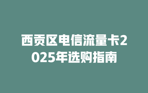 西贡区电信流量卡2025年选购指南