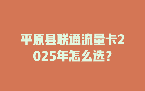 平原县联通流量卡2025年怎么选？