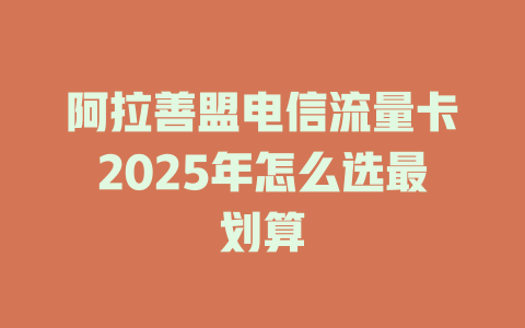 阿拉善盟电信流量卡2025年怎么选最划算
