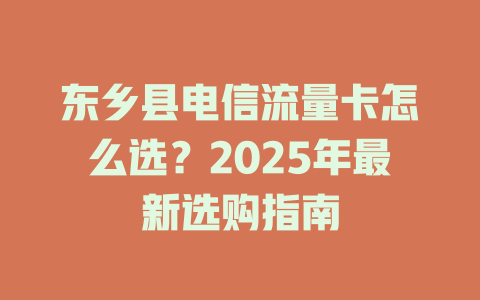 东乡县电信流量卡怎么选？2025年最新选购指南