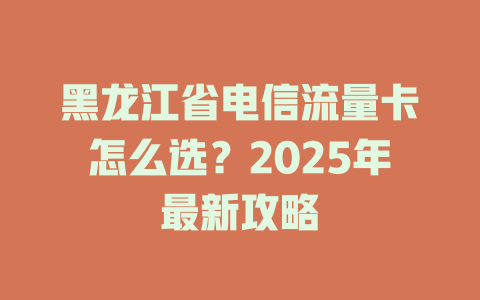 黑龙江省电信流量卡怎么选？2025年最新攻略