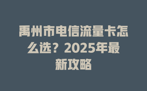 禹州市电信流量卡怎么选？2025年最新攻略