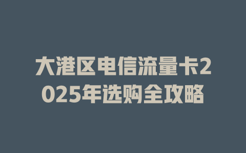 大港区电信流量卡2025年选购全攻略