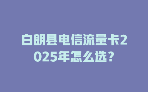 白朗县电信流量卡2025年怎么选？