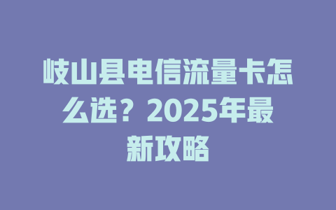 岐山县电信流量卡怎么选？2025年最新攻略