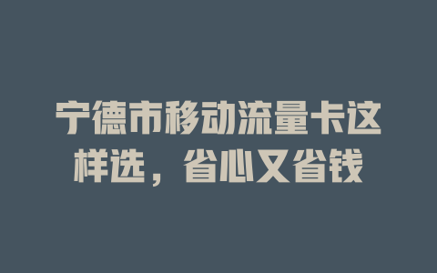 宁德市移动流量卡这样选，省心又省钱