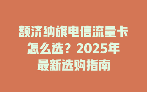 额济纳旗电信流量卡怎么选？2025年最新选购指南