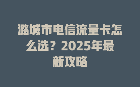 潞城市电信流量卡怎么选？2025年最新攻略