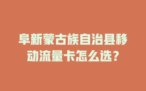 阜新蒙古族自治县移动流量卡怎么选？