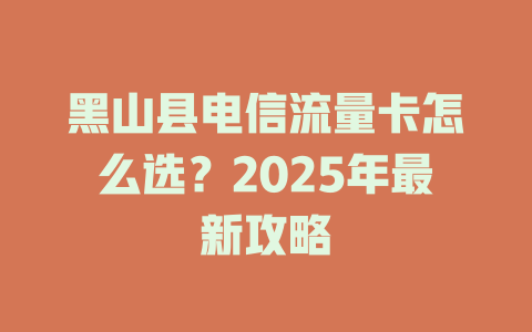 黑山县电信流量卡怎么选？2025年最新攻略