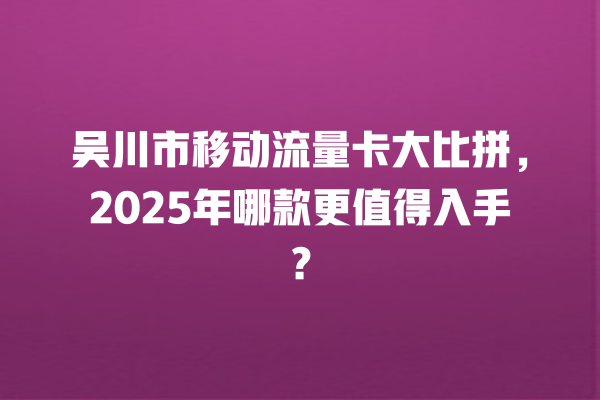 吴川市移动流量卡大比拼，2025年哪款更值得入手？